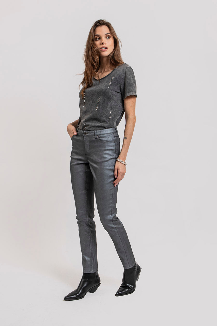 Tee-Shirt brodé gris | Elora