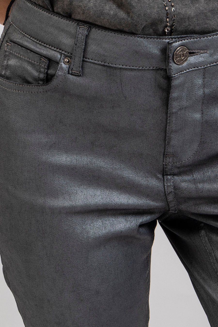 Pantalon slim gris argent | Elora