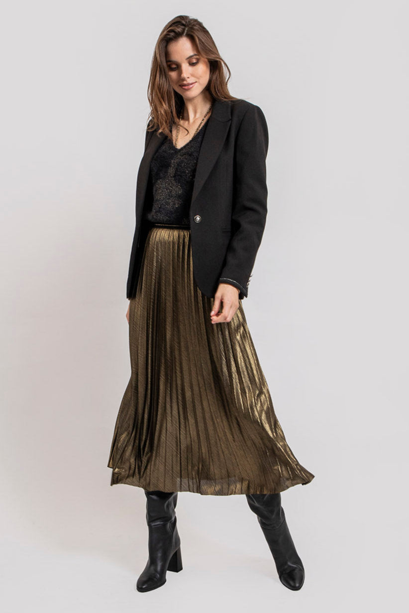 Jupe plissée soleil bronze | Elora