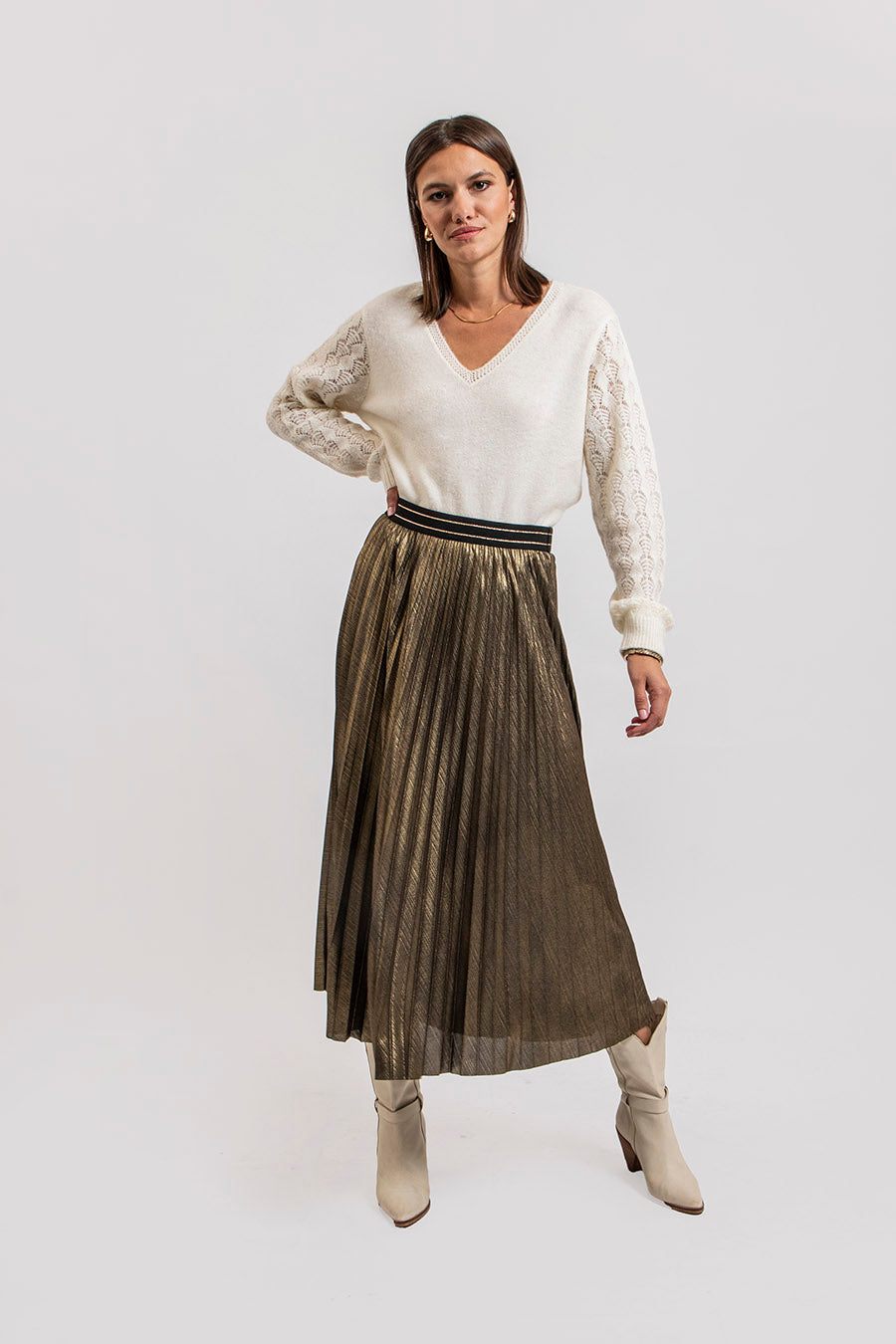Jupe plissée soleil bronze | Elora