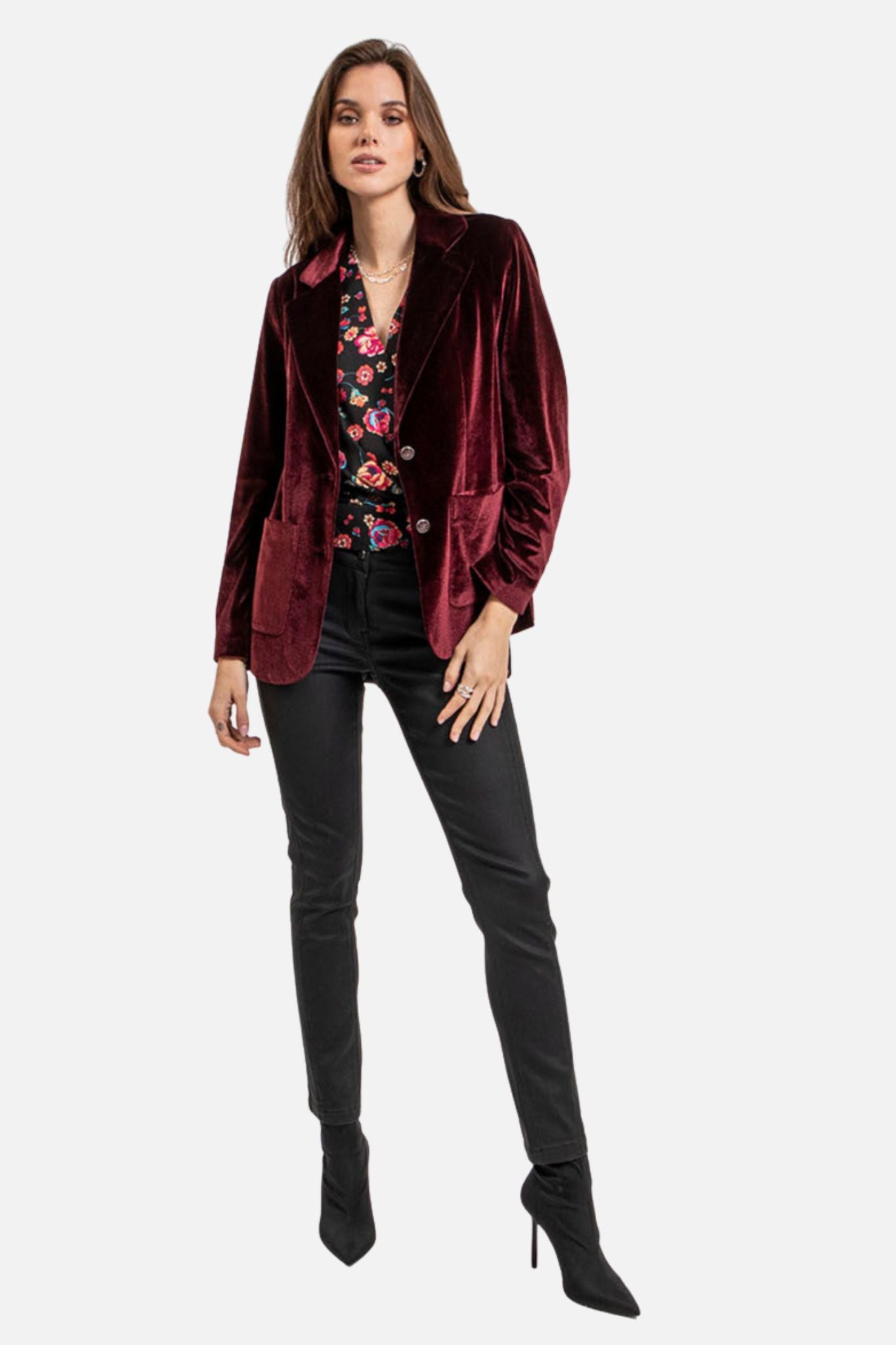 Pantalon slim enduit noir | Elora