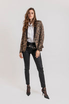 Veste tailleur imprimé baroque noir et beige | Elora