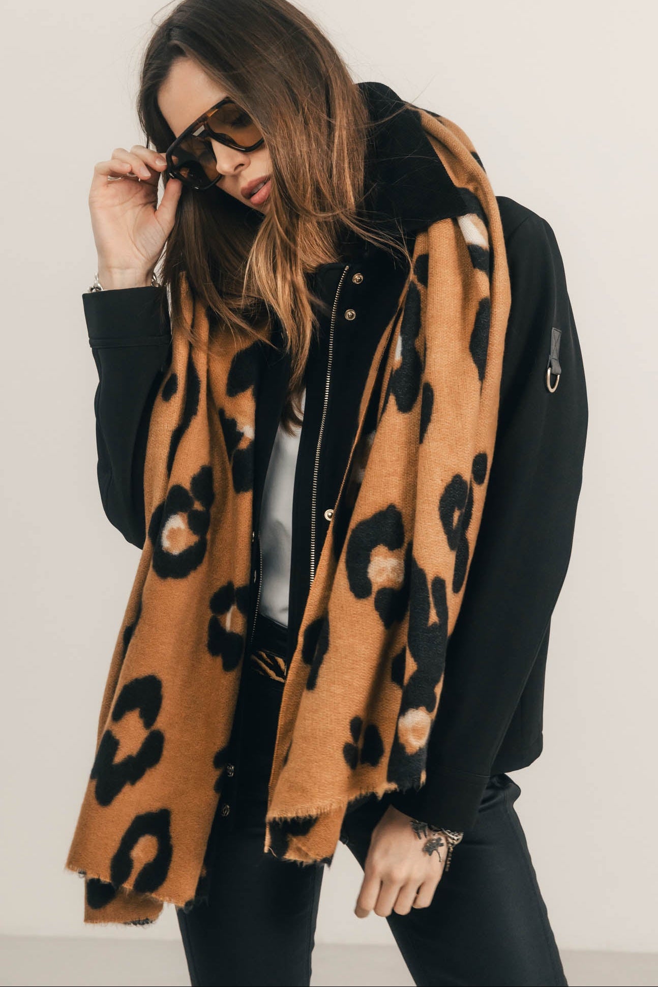 Étole léopard camel maxi | Elora