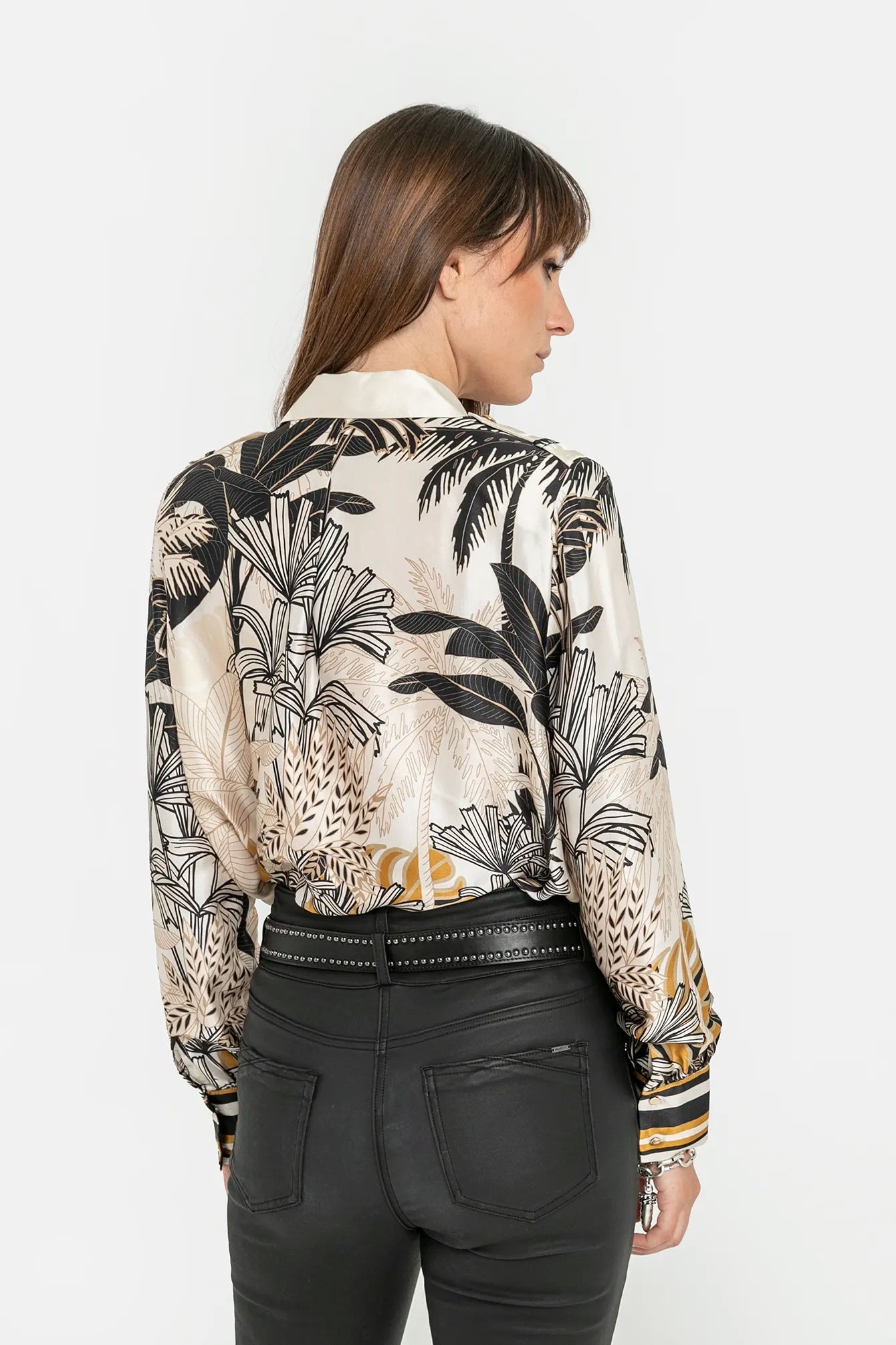 Blouse épaulettes à motif jungle | Elora