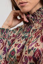 Blouse imprimé écru et multicolore | Elora