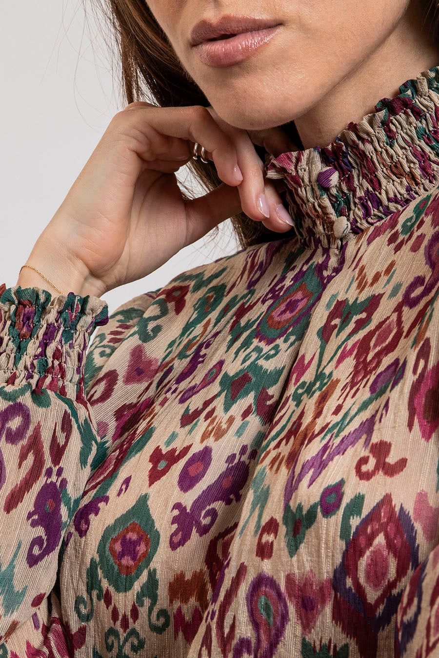 Blouse imprimé écru et multicolore | Elora