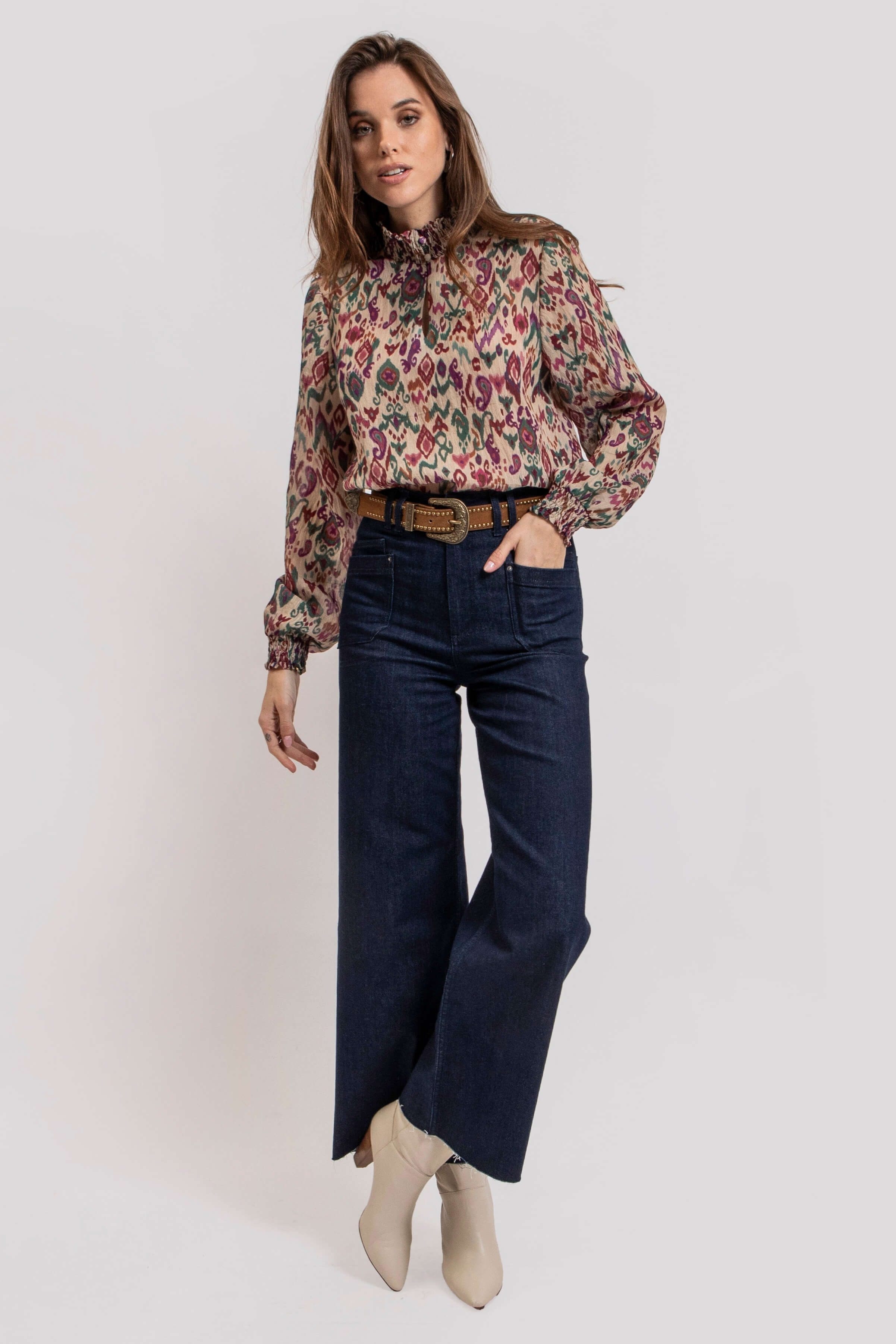 Jean wide leg denim brut | Elora