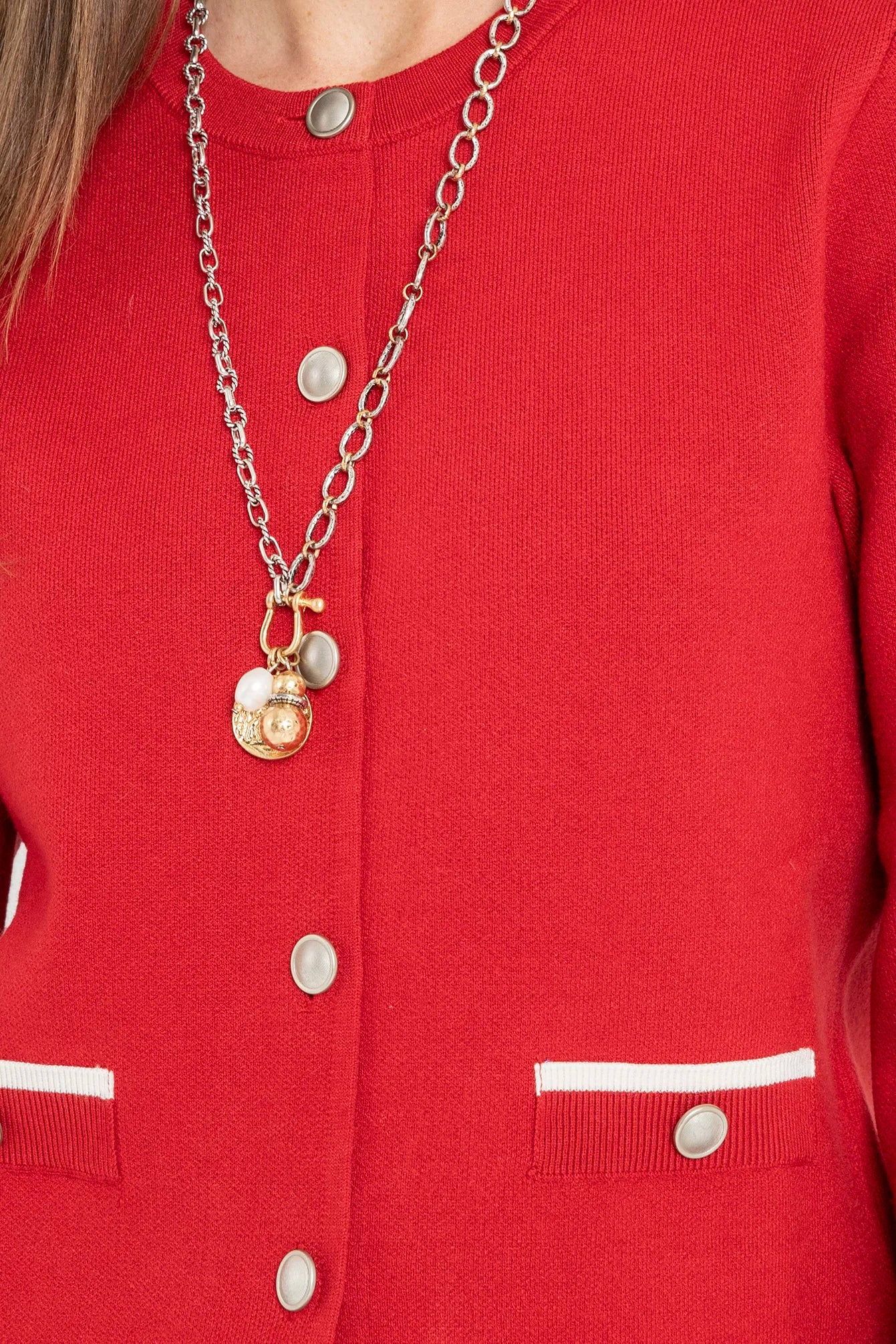 Gilet inspiration couture rouge et écru | Elora