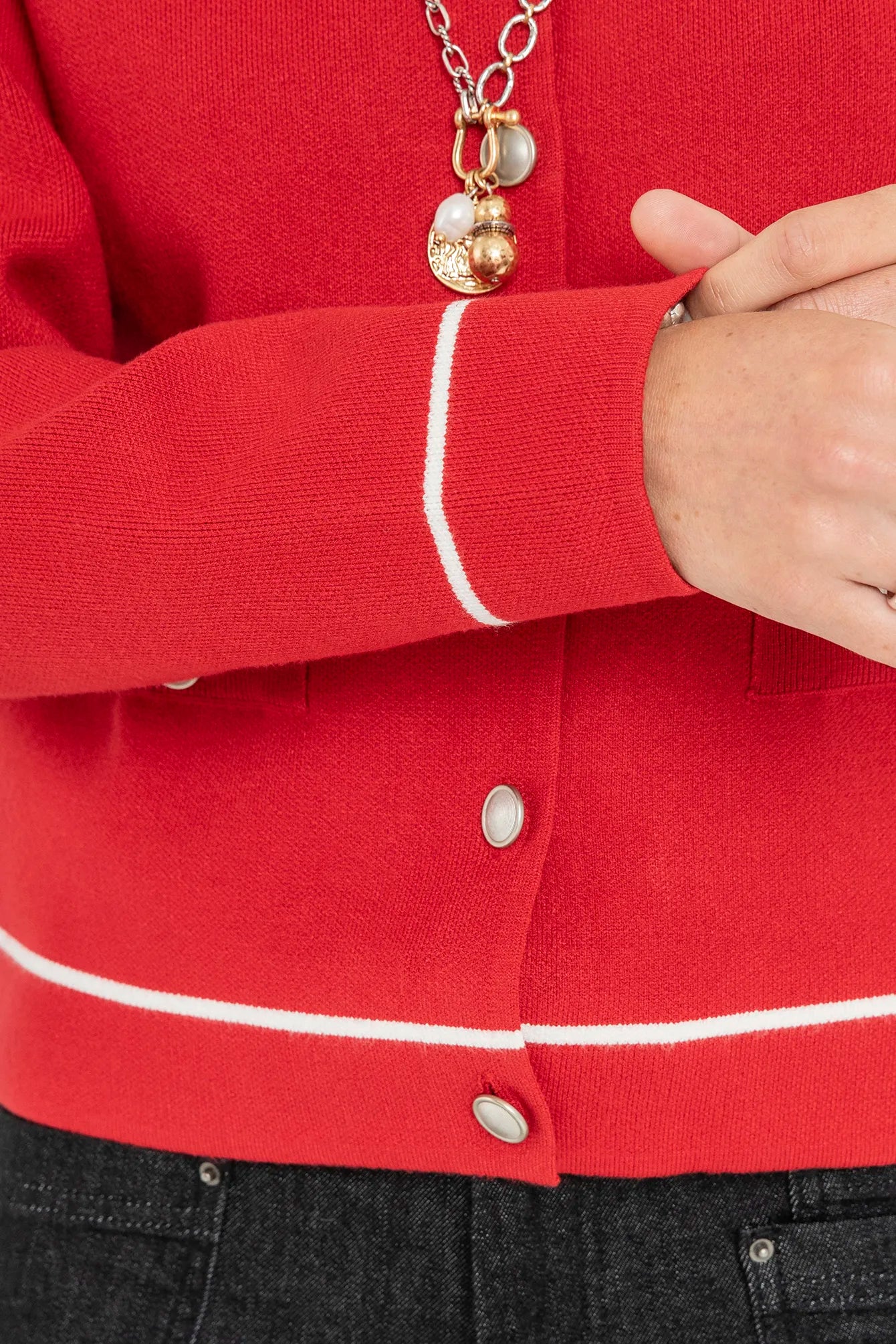 Gilet inspiration couture rouge et écru | Elora