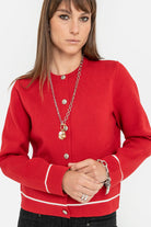 Gilet inspiration couture rouge et écru | Elora