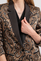 Veste tailleur imprimé baroque noir et beige | Elora
