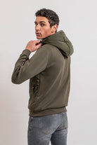 Blouson à capuche bi matières kaki | Elora