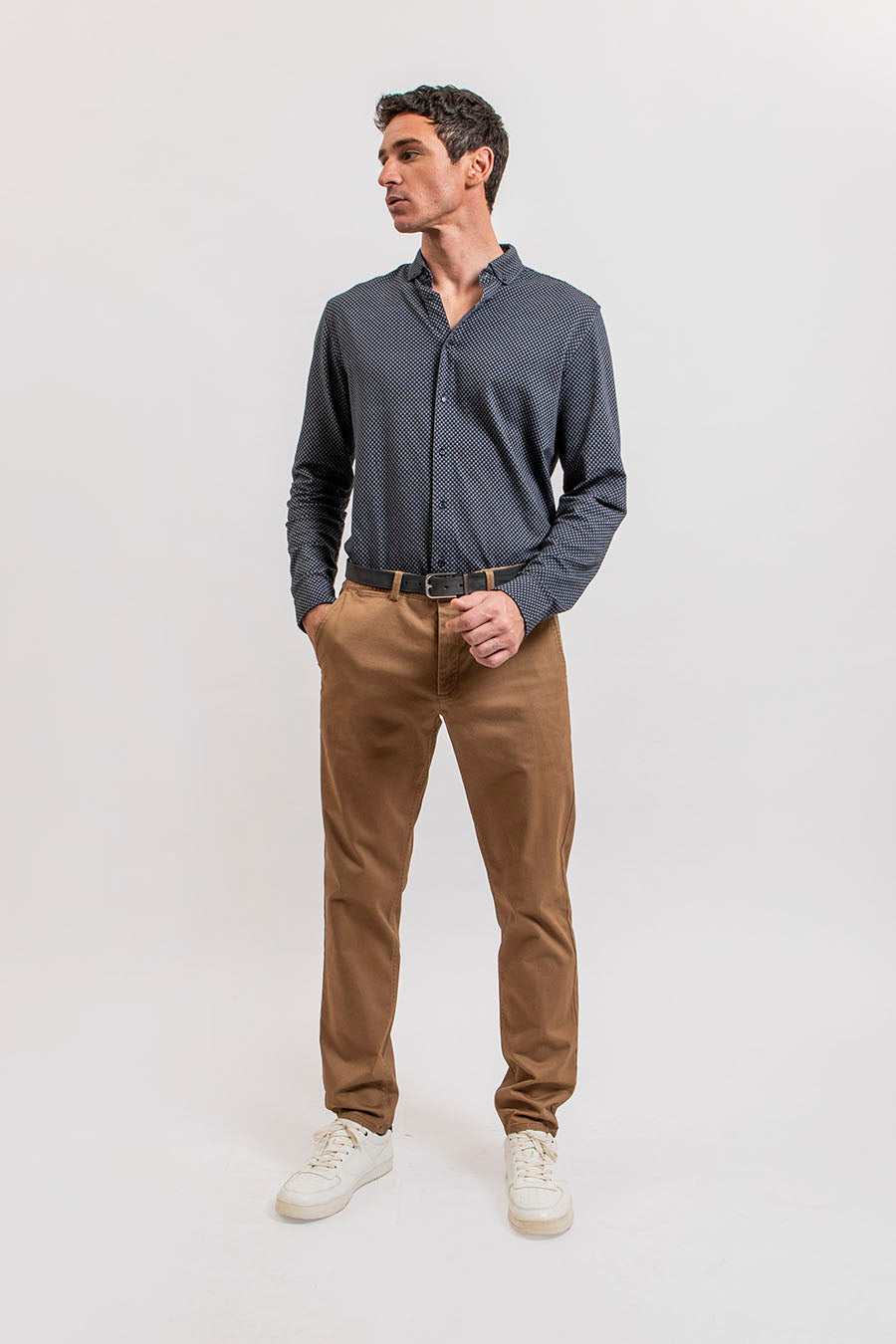 Chemise en maille imprimé bleu | Elora