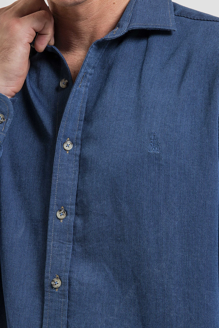 Chemise en coton côtelé indigo | Elora