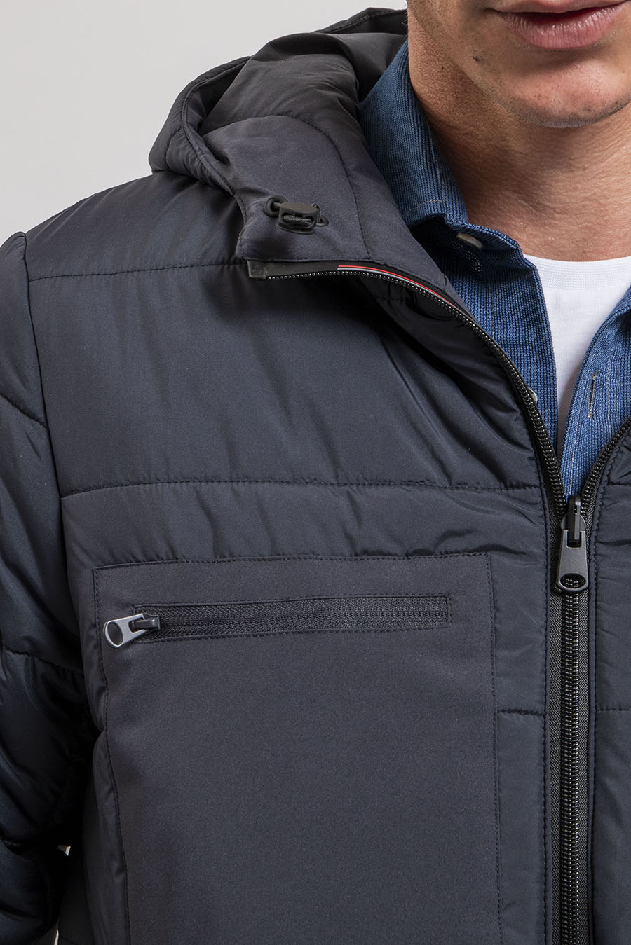 Parka mi longue réversible coloris navy | Elora