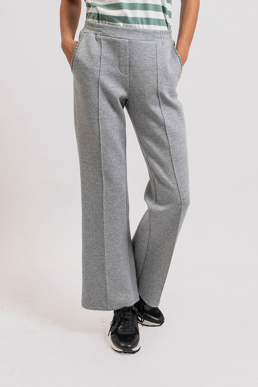 Pantalon en molleton gris clair chiné | Elora