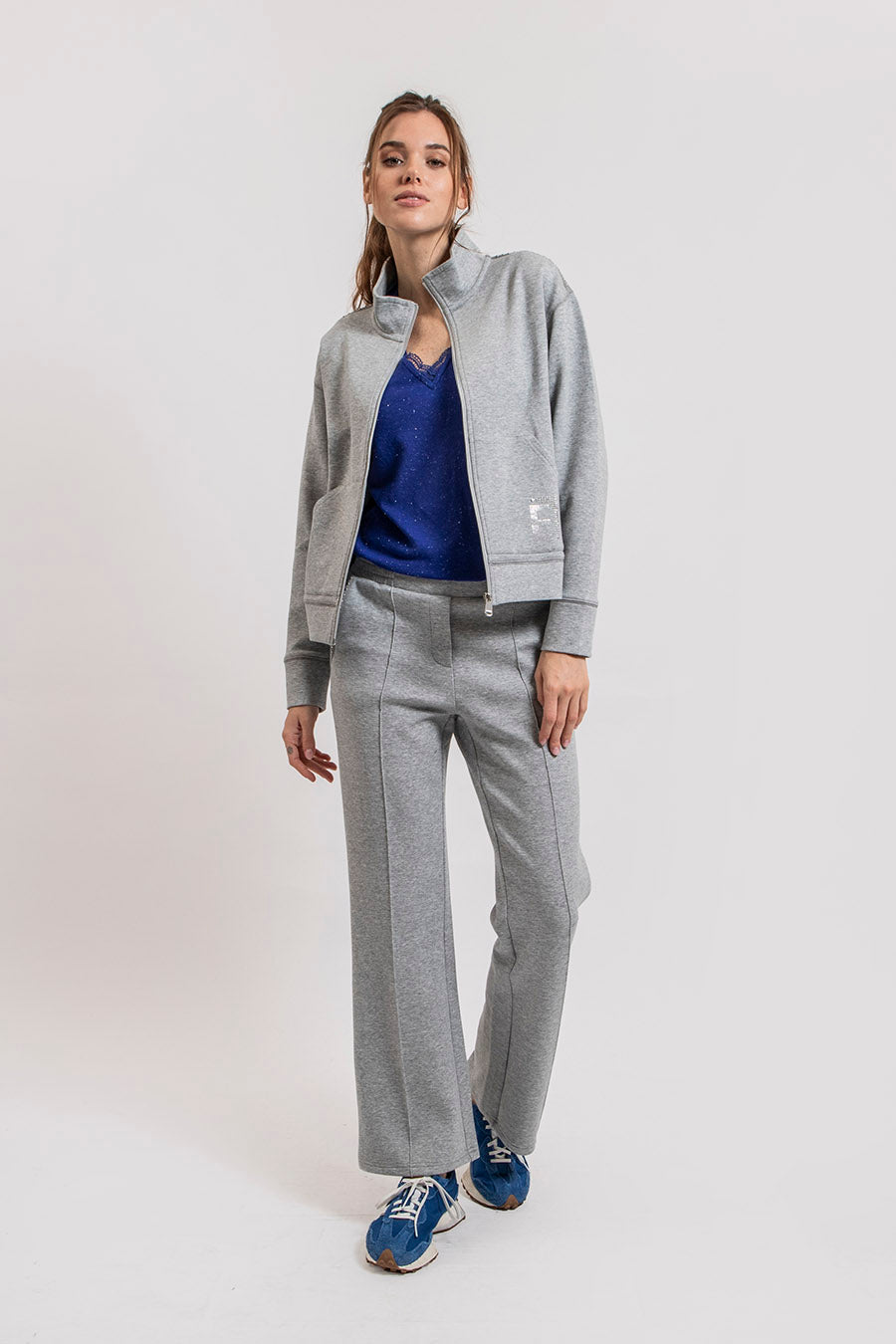 Gilet molleton gris clair chiné | Elora