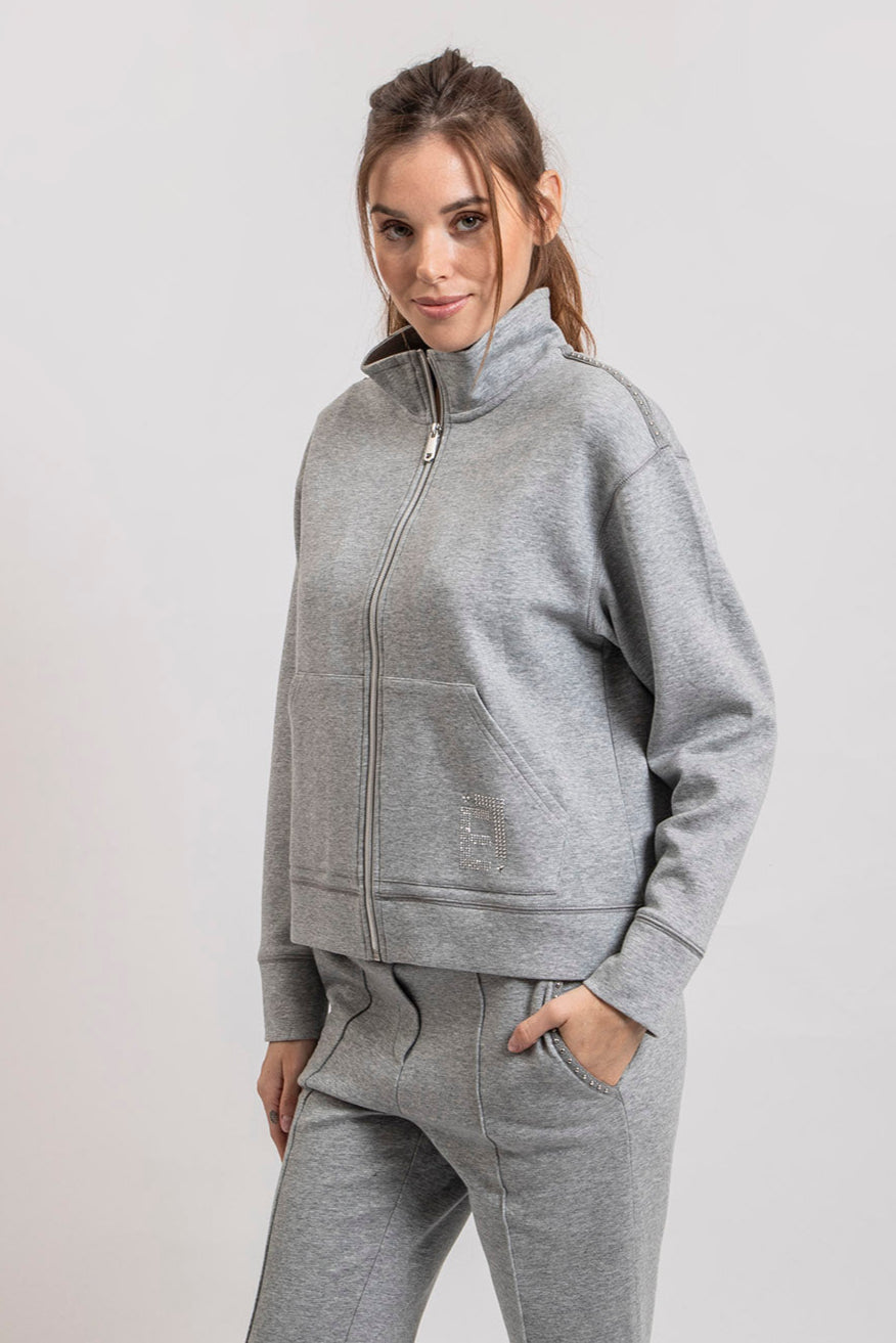 Gilet molleton gris clair chiné | Elora