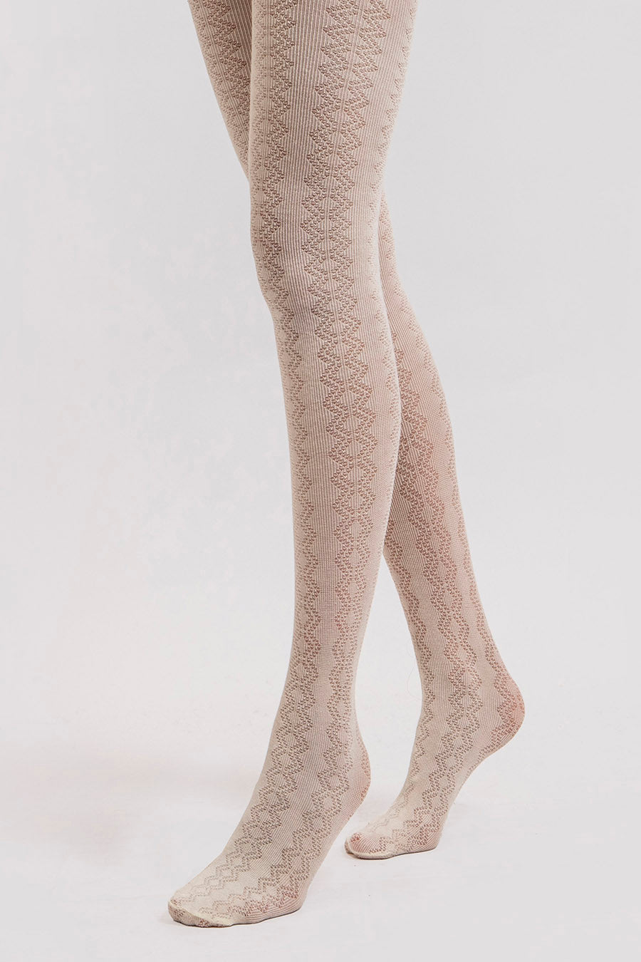 Collants épais ajouré écru | Elora