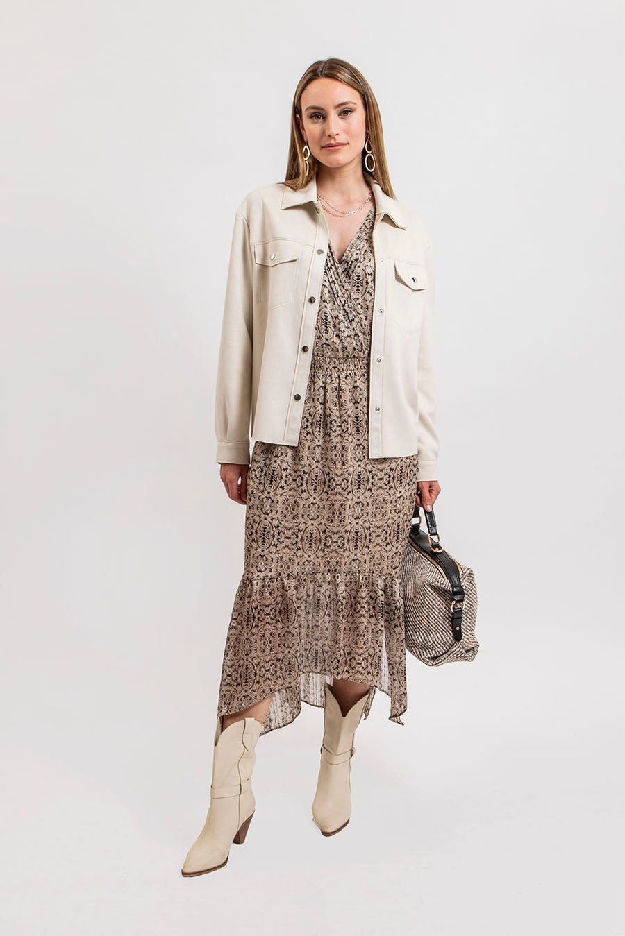 Surchemise en suédine écrue | Elora