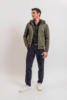 Blouson à capuche bi matières kaki | Elora
