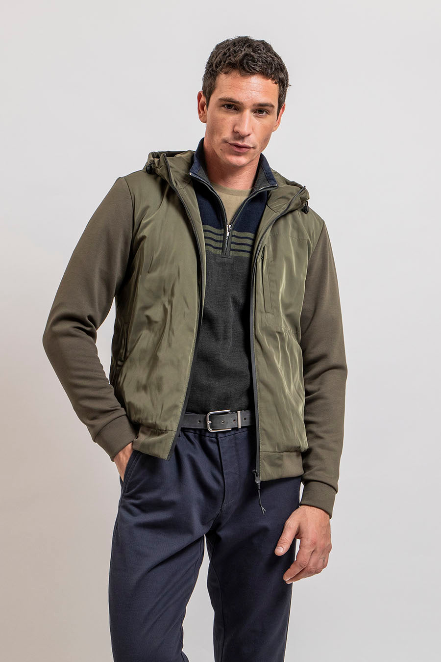 Pull rayé navy et kaki | Elora