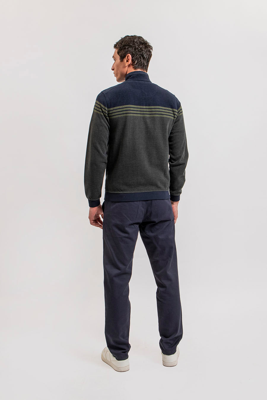 Pull rayé navy et kaki | Elora