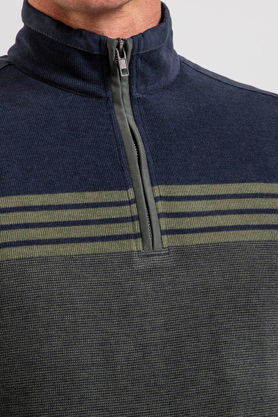 Pull rayé navy et kaki | Elora