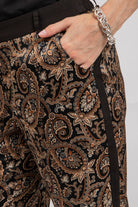 Pantalon imprimé baroque noir et beige | Elora