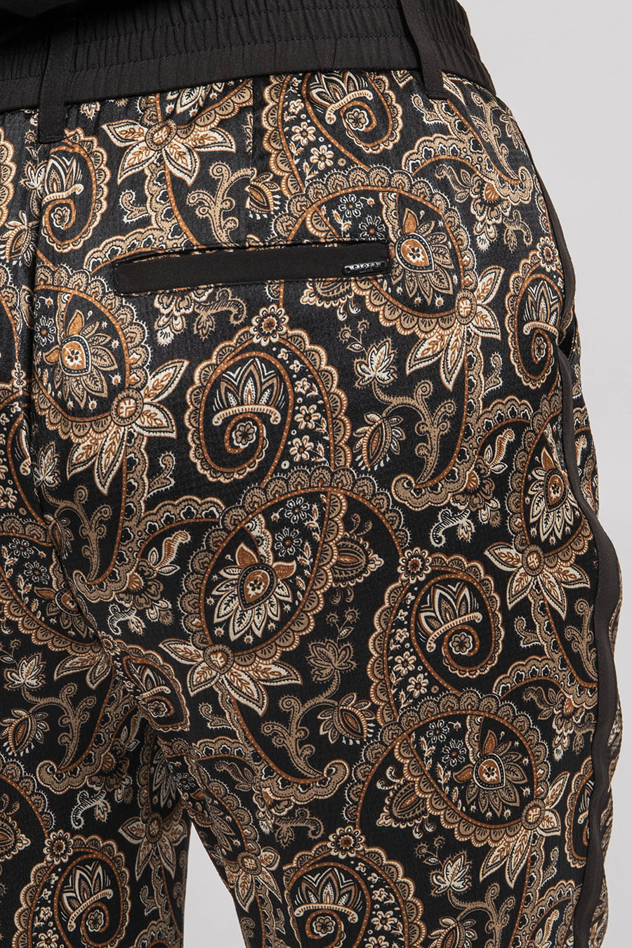 Pantalon imprimé baroque noir et beige | Elora