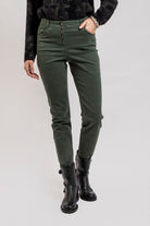 Pantalon slim coloris cypres | Elora