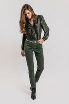 Chemise motif cachemire kaki et noir | Elora