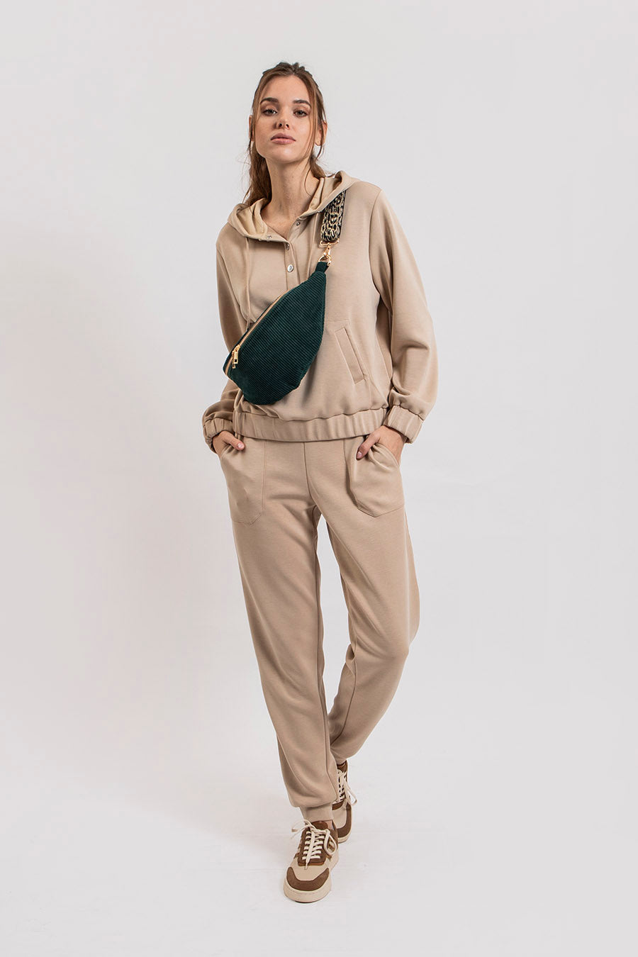 Sweat à capuche extra doux beige | Elora