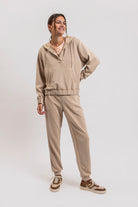 Sweat à capuche extra doux beige | Elora