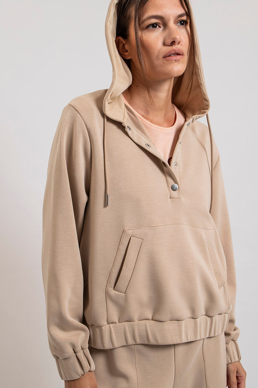 Sweat à capuche extra doux beige | Elora