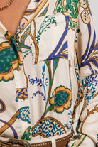 Chemise imprimé floral écru et vert | Elora