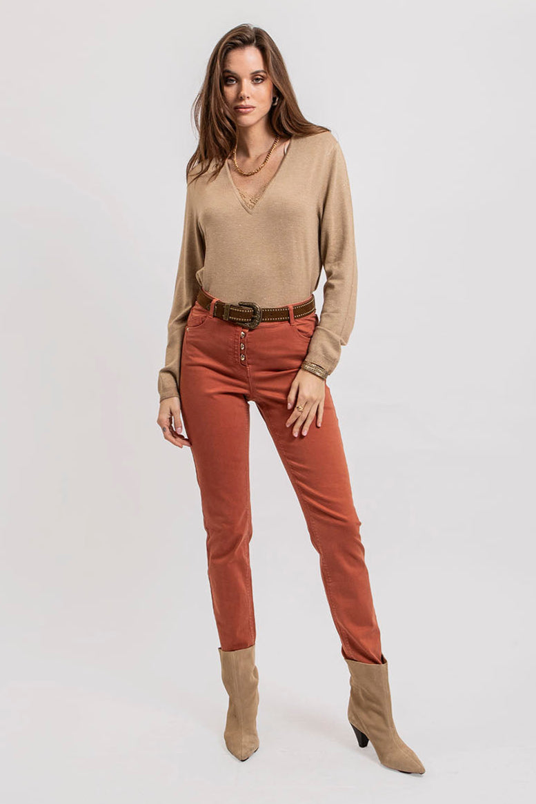 Pull façon lingerie beige | Elora