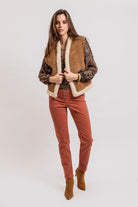 Pantalon slim coloris rouille | Elora