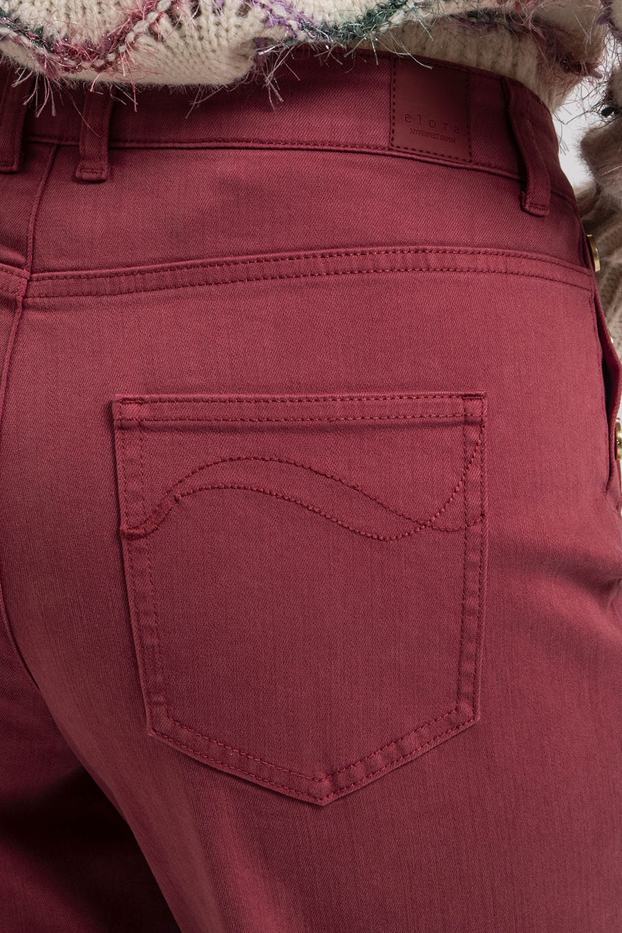 Pantalon large coloris carmin | Elora