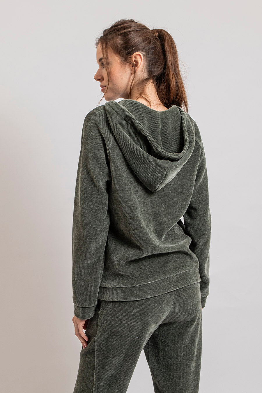 Sweat à capuche coloris tilleul | Elora