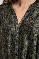 Chemise motif cachemire kaki et noir | Elora