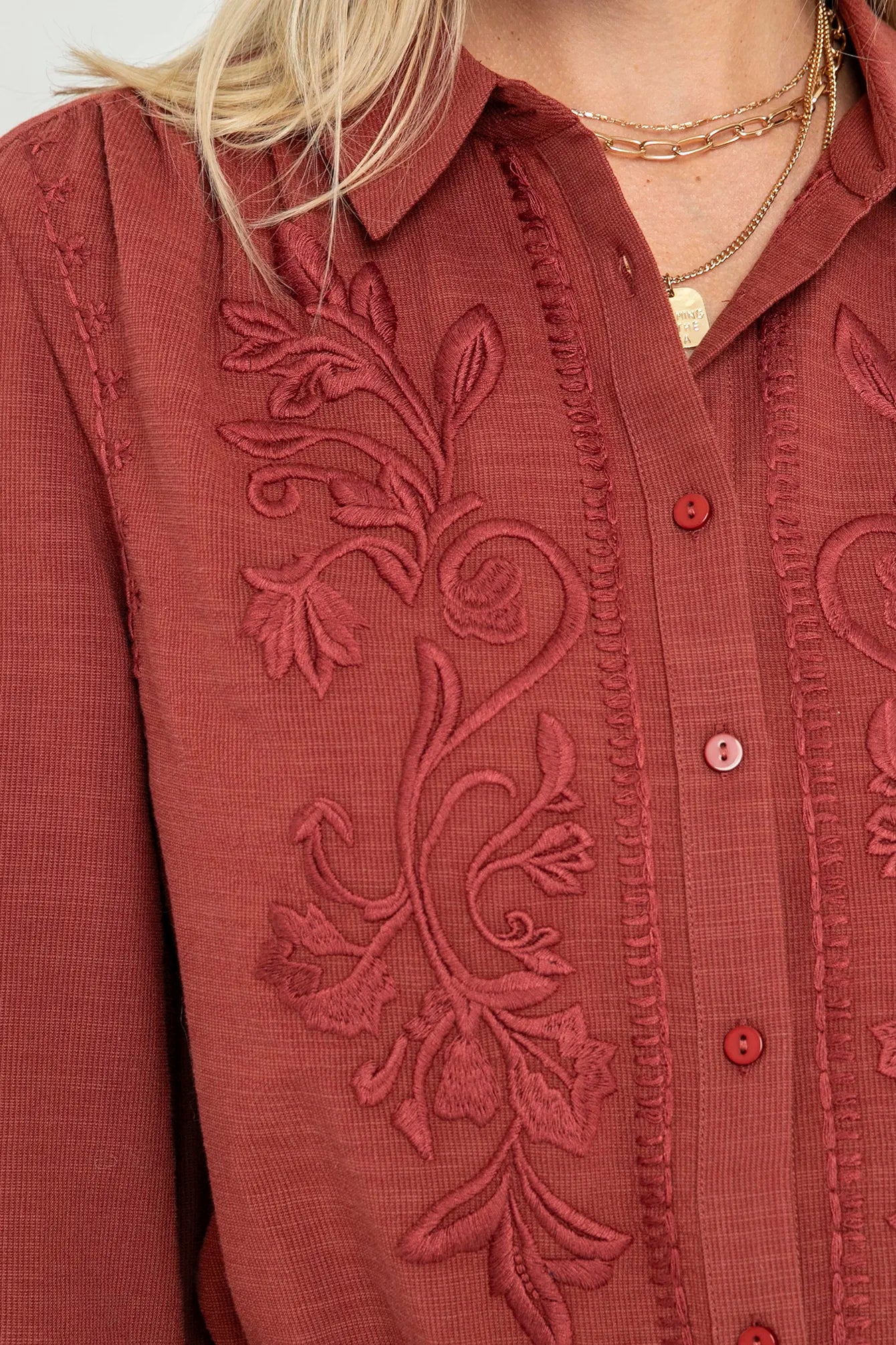 Chemise à broderie brique | Elora