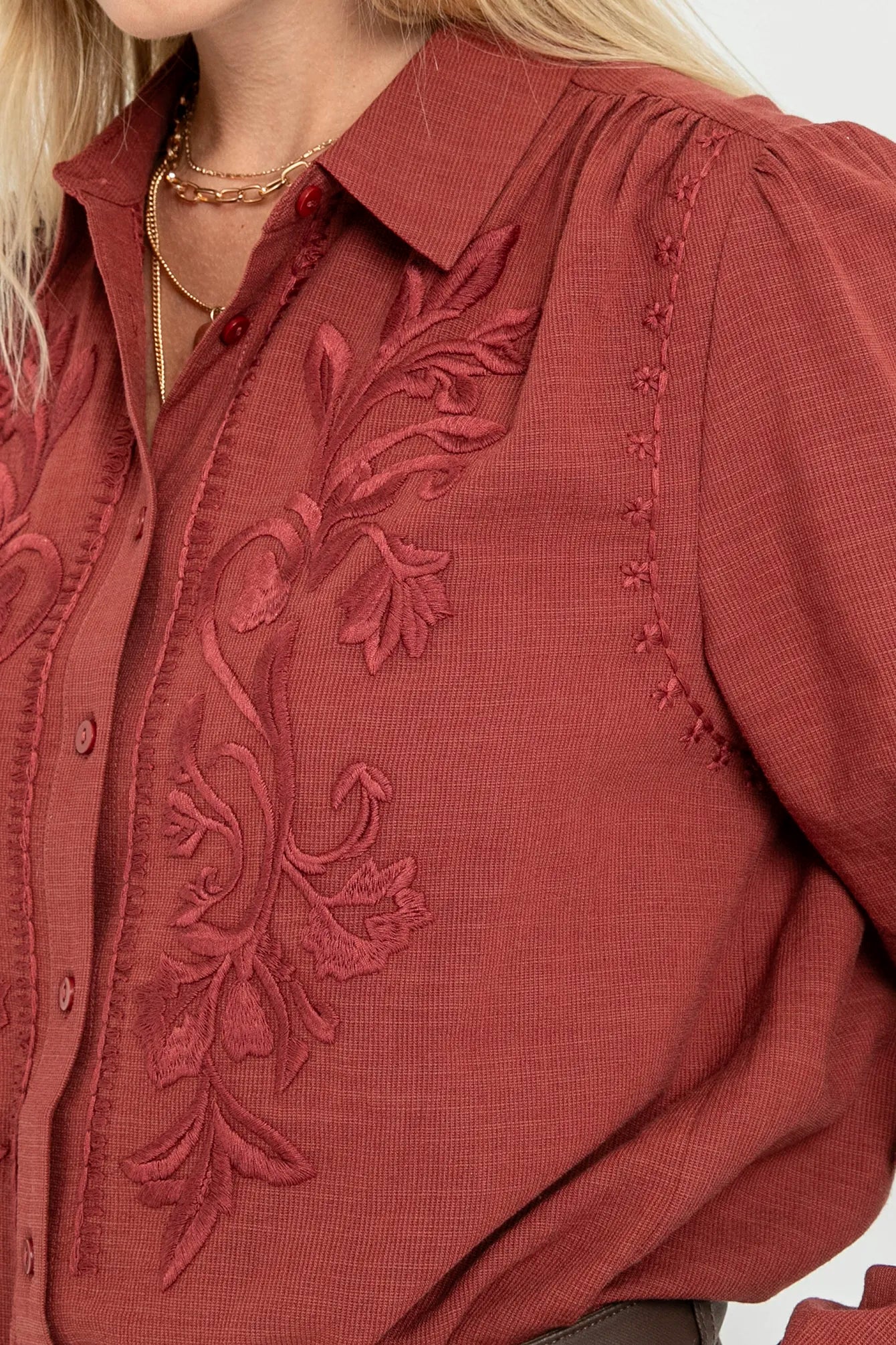 Chemise à broderie brique | Elora