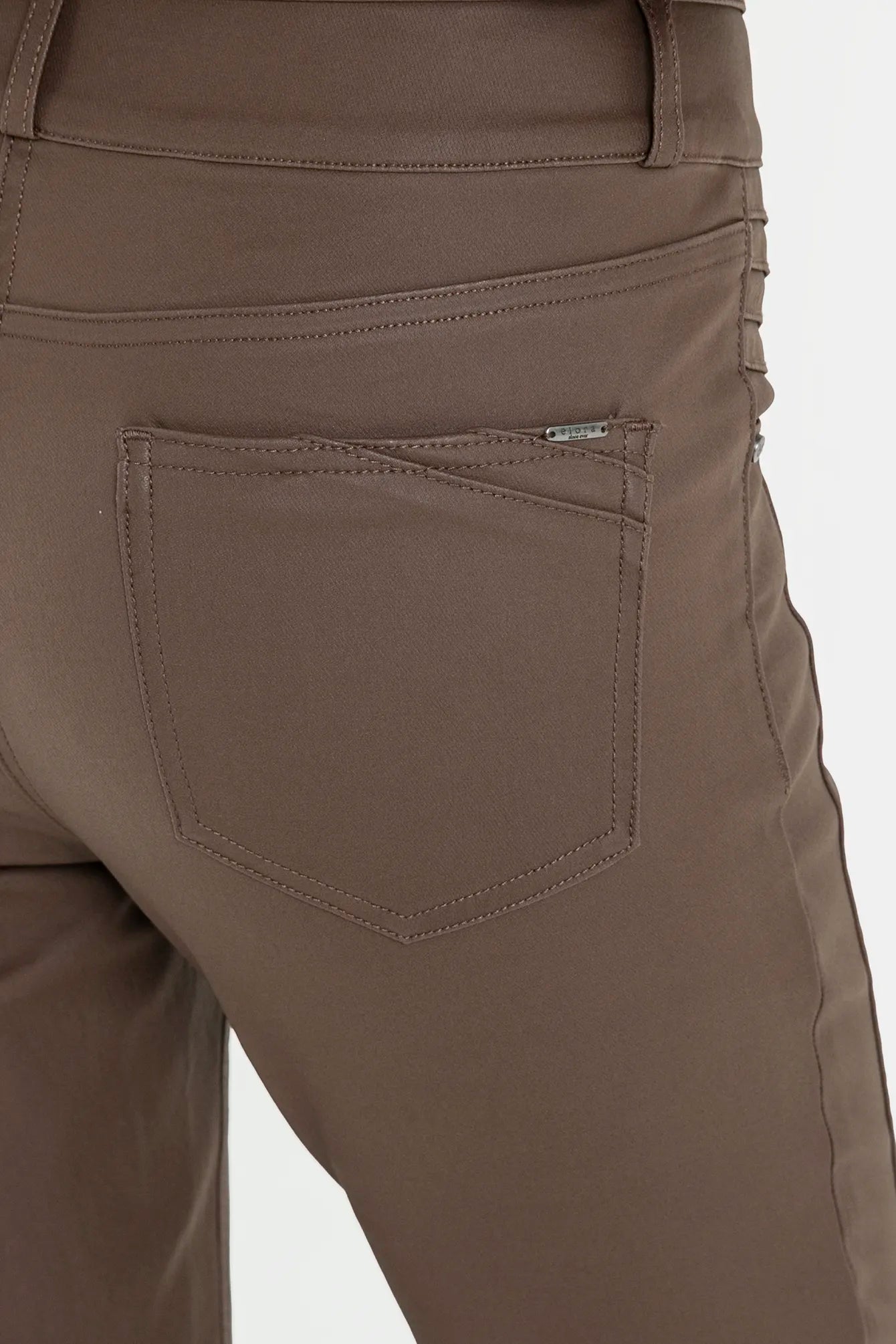 Pantalon slim enduit choco | Elora