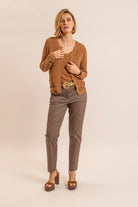 Gilet lurex boutonné caramel | Elora