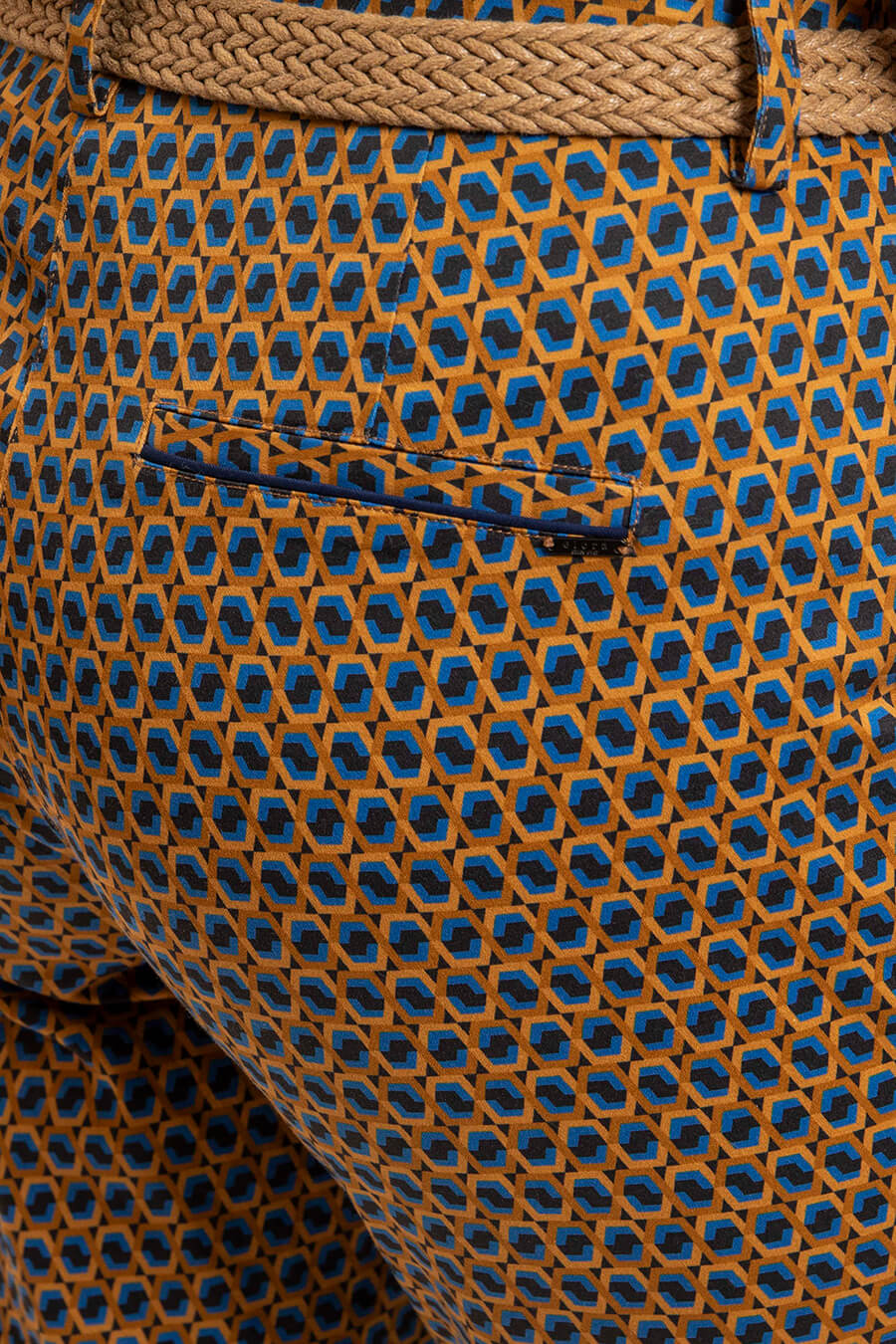 Pantalon cigarette imprimé bleu | Elora