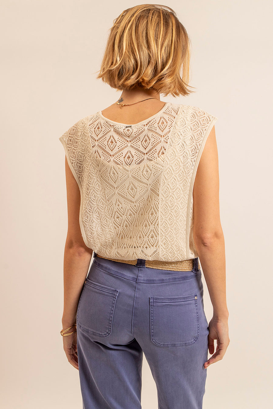 Pull façon dentelle écru | Elora