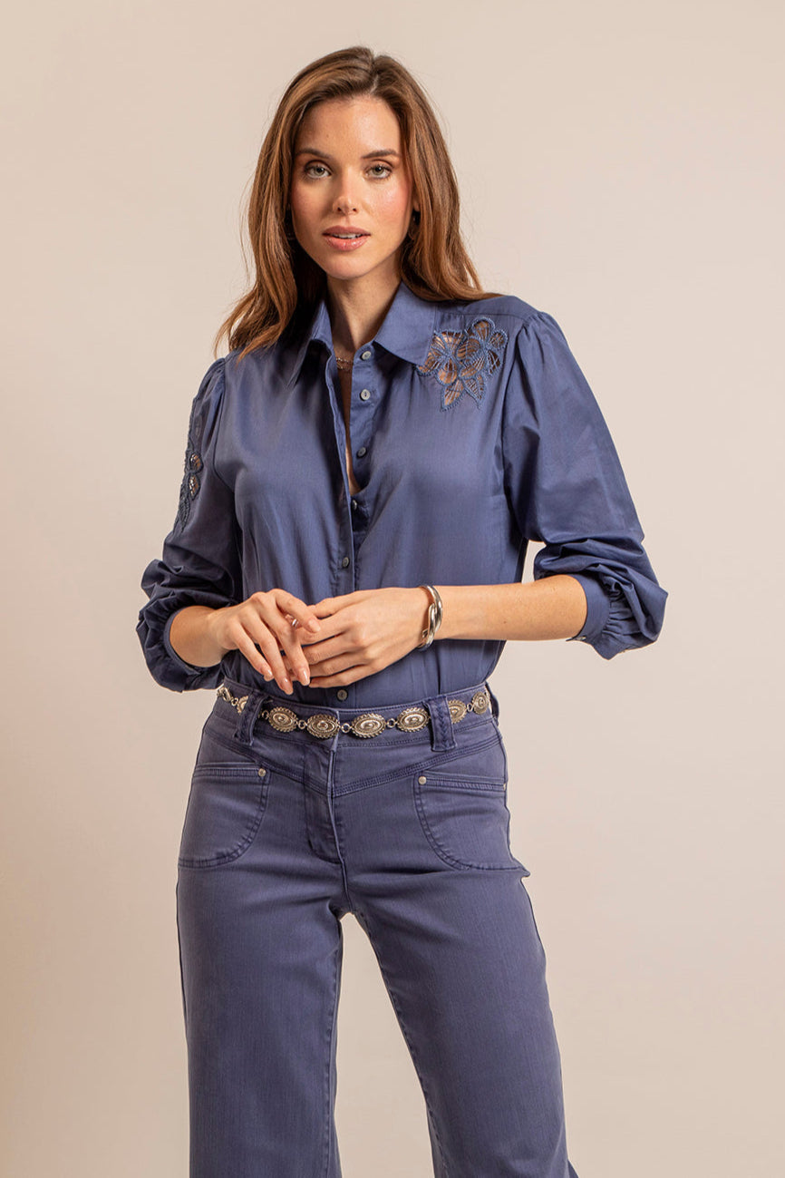 Chemise en coton coloris lavande | Elora