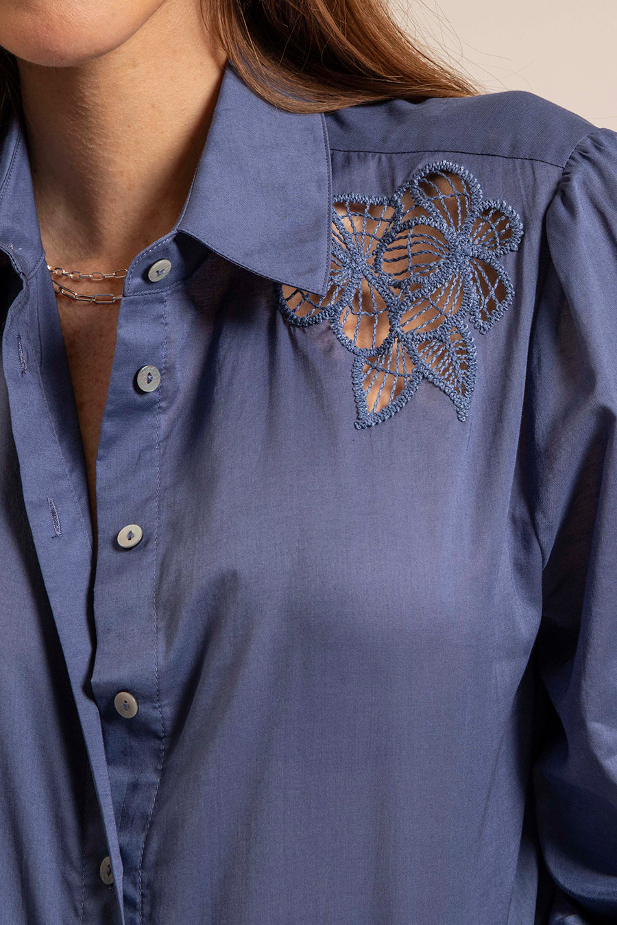 Chemise en coton coloris lavande | Elora