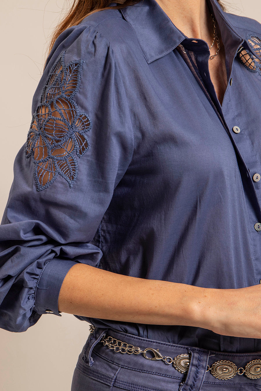 Chemise en coton coloris lavande | Elora